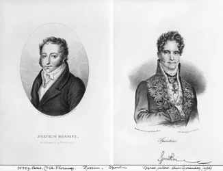 Gioacchino Rossini (1792-1868) et Gaspare Spontini (1774-1851) gravé par Ambroise Tardieu (1788-1841) et Grégoire et Deneux (18e-19e siècle)